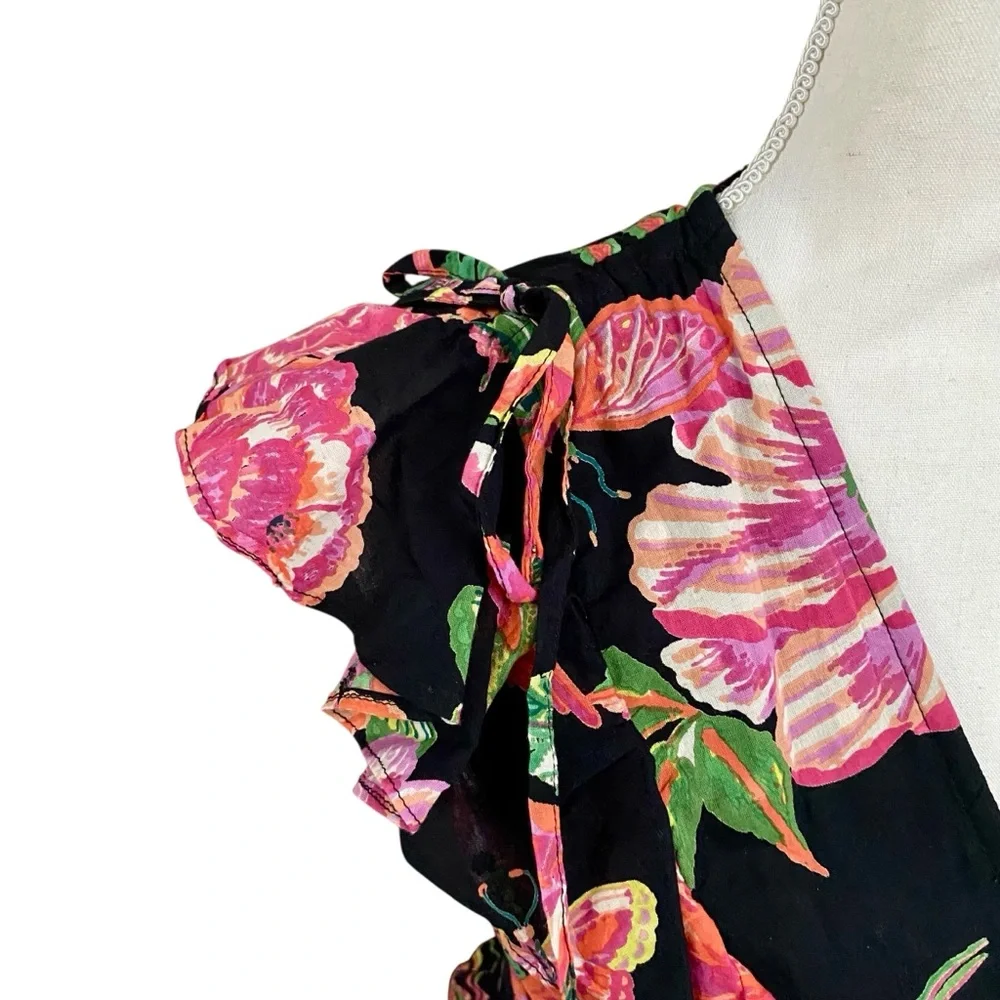 Banjanan Designer Carra Eliza’s Rose Garden Black Wrap Maxi Dress S - Picture 6 of 14